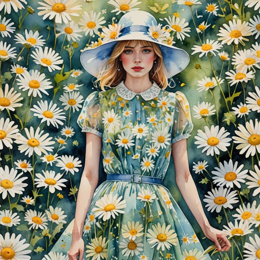 Watercolor Painting of Fashion Daisies by Lucy Willis