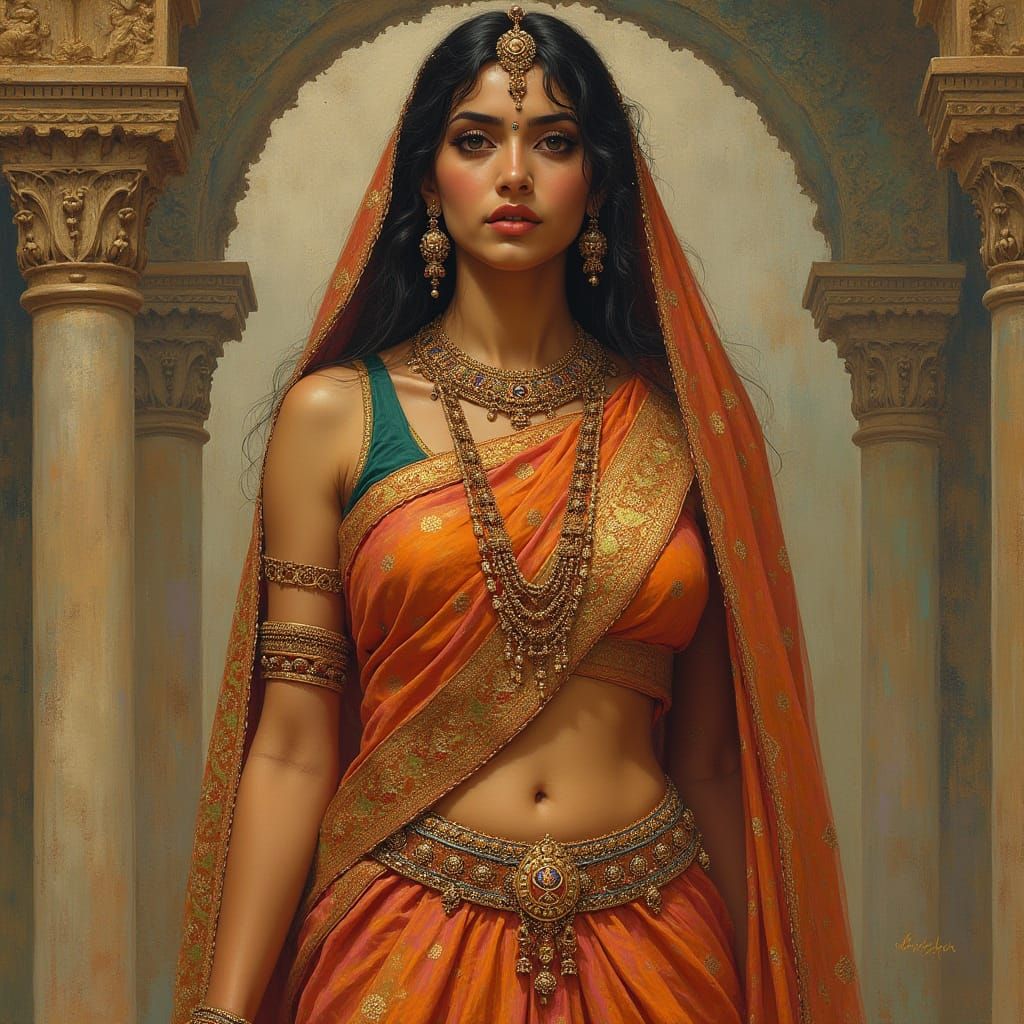 Traditional Indian Saree Adorned with Intricate Embroidery