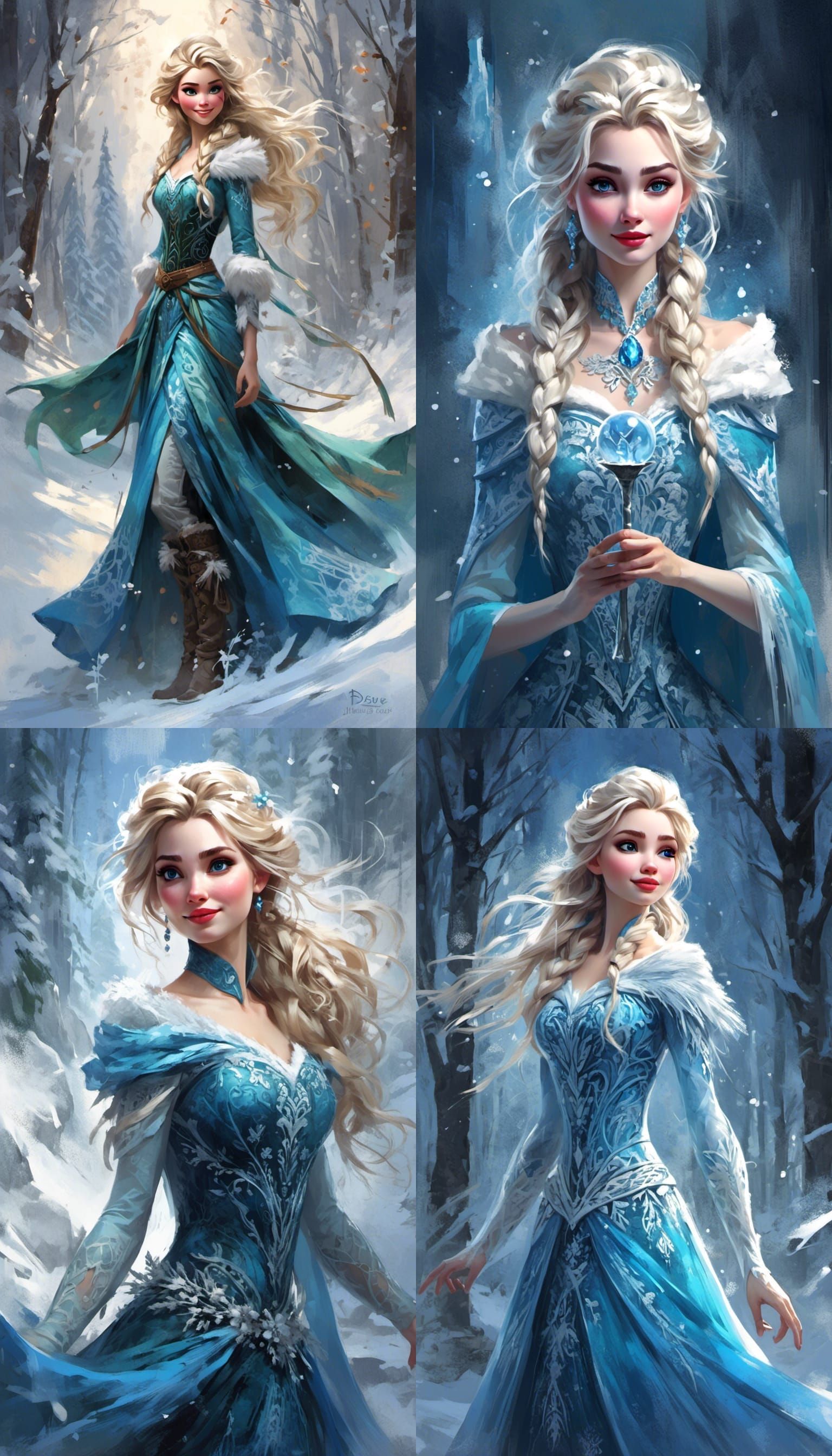 Elsa from Frozen in Disney Animation Style
