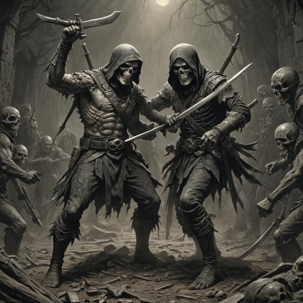 Combat Skull in Horror Style of Doré and Rutkowski