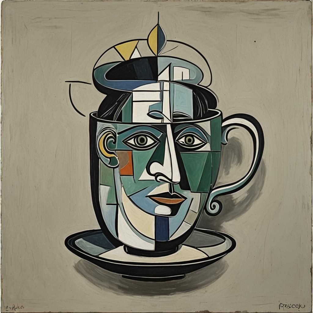Cubist Cup of Tea in Picasso Style