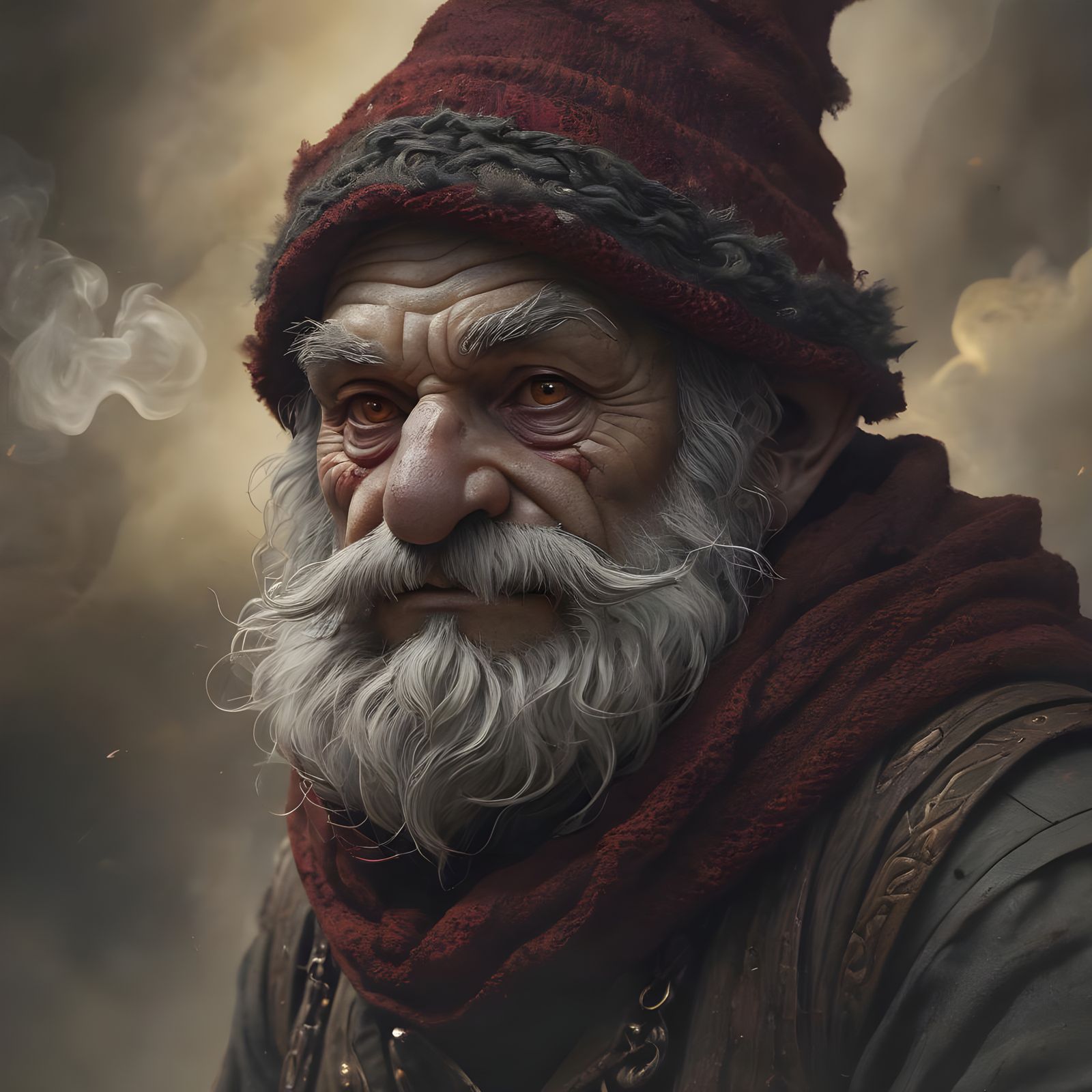 Gnome Abjurer Portrait in Dark Fantasy Style