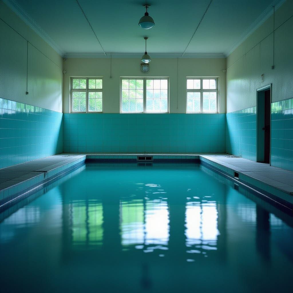 Eerie Abandoned Aquatic Pool Room Photography