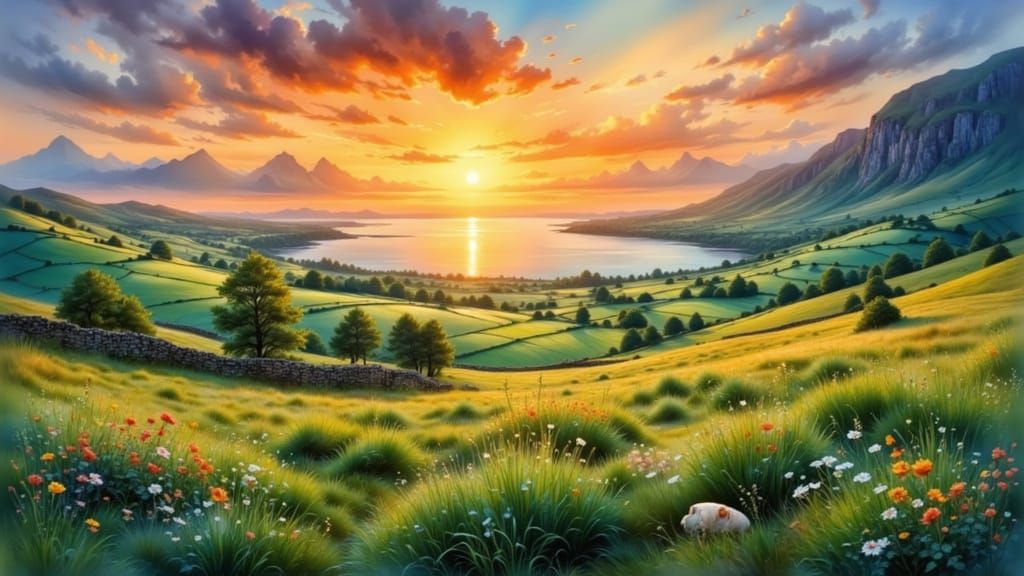 Ethereal Irish Landscape at Golden Hour