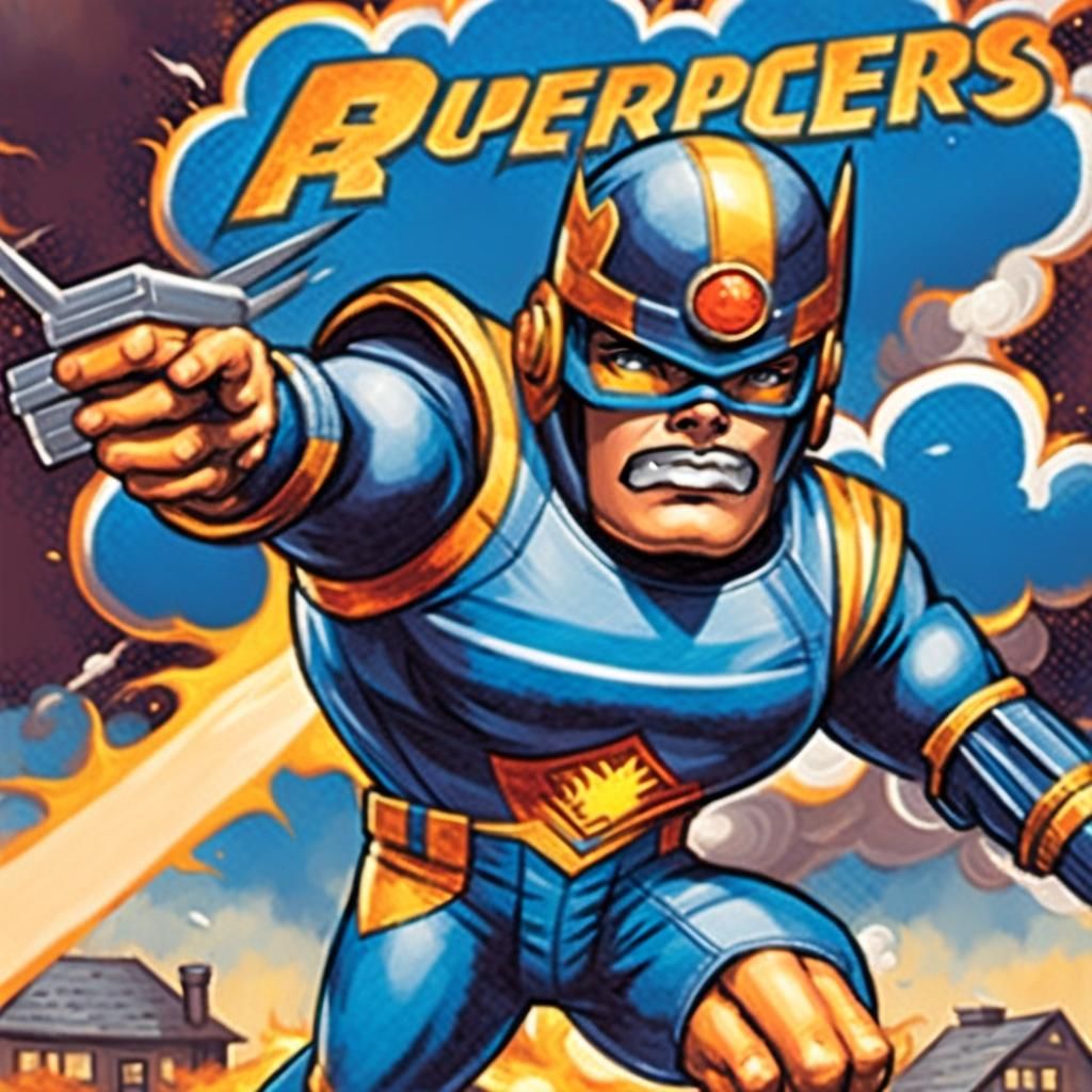 Superhero Ascending in Fiery Comic Book Art