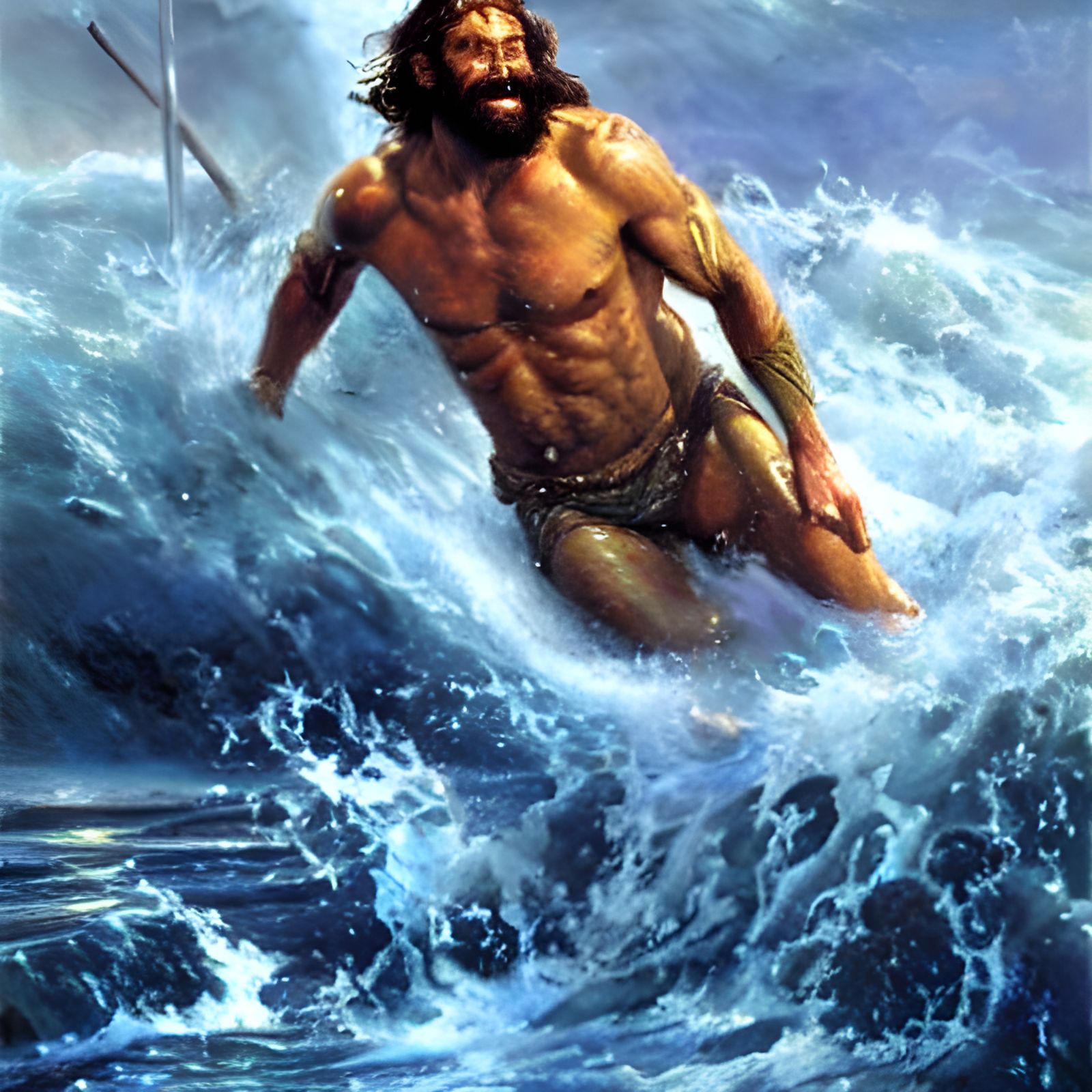 Poseidon as Cinematic Oil Painting