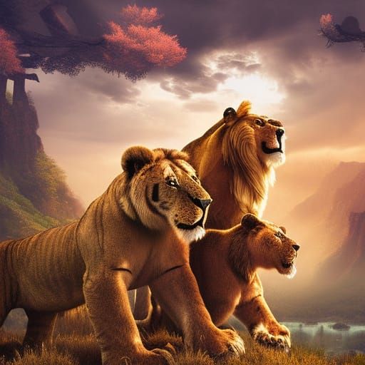 Epic Lions, Tigers, and Bears Digital Painting