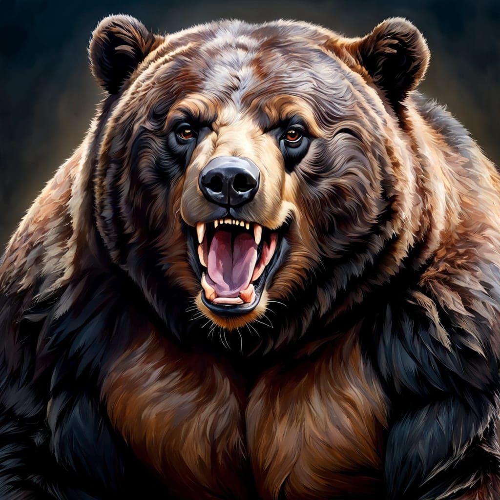 Masterpiece Portrait of a Happy, Obese Black Bear