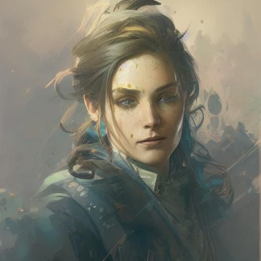 Detailed Portrait in Art Nouveau Style