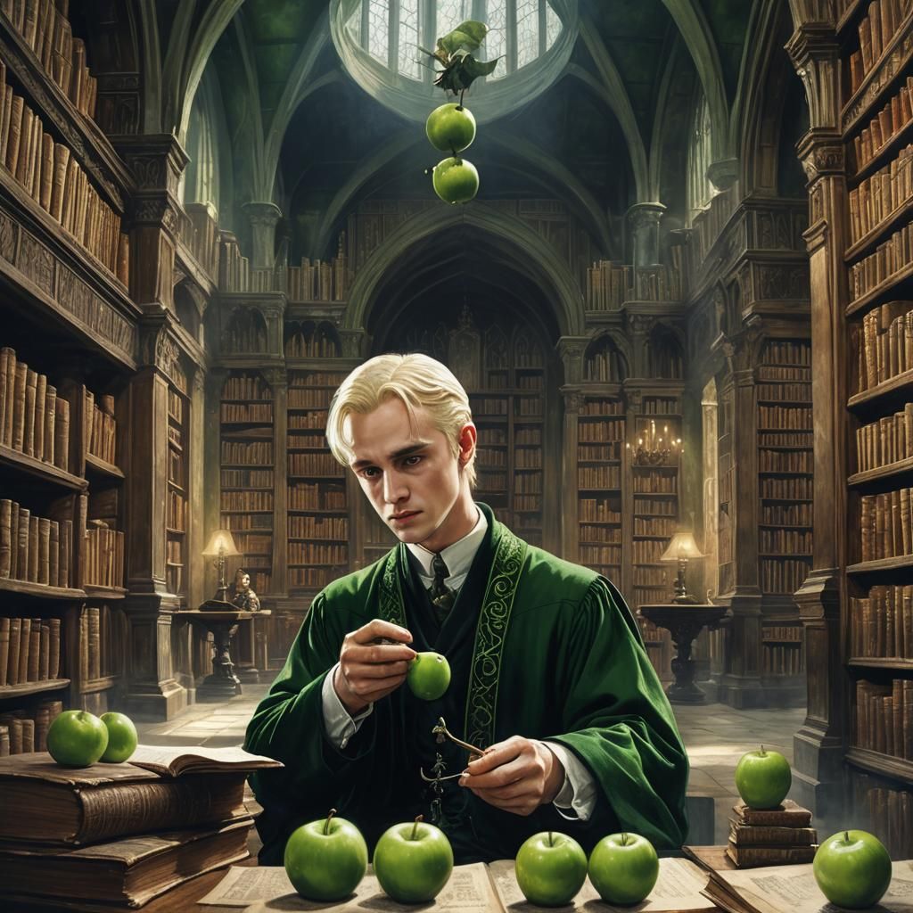 Draco Malfoy in Mystical Library: Fantasy Art