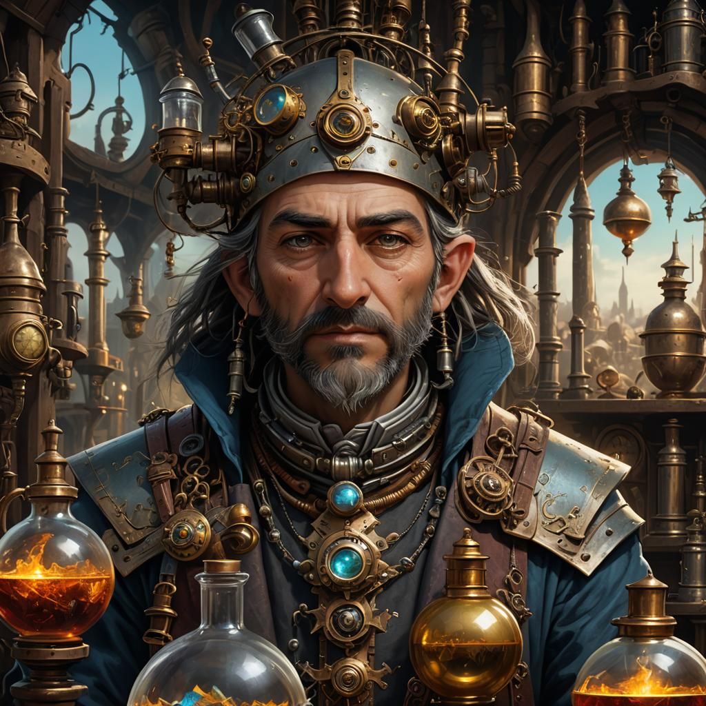Alchemist Portrait: Detailed Fantasy Art in 8K
