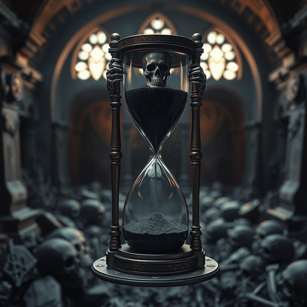 Majestic Black Hourglass in Sedlec Ossuary