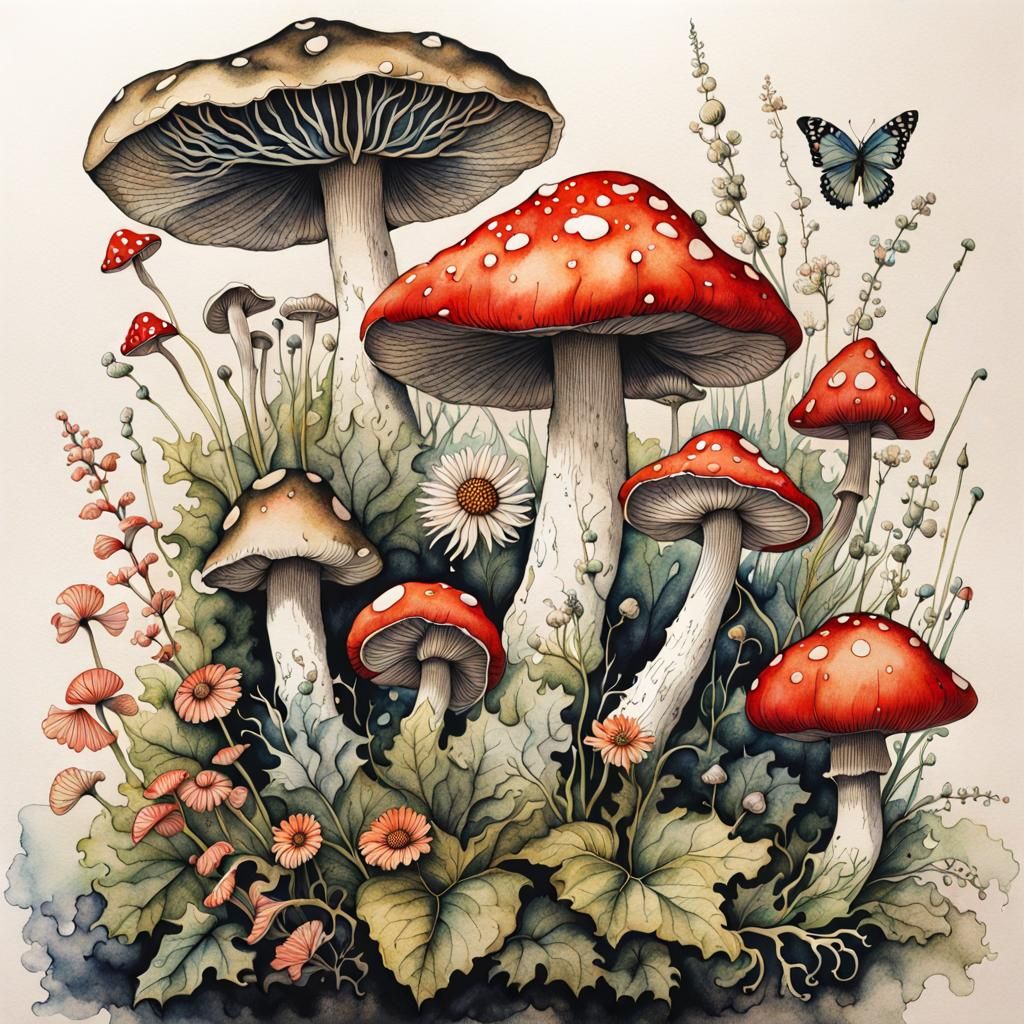 Botanical ink drawing