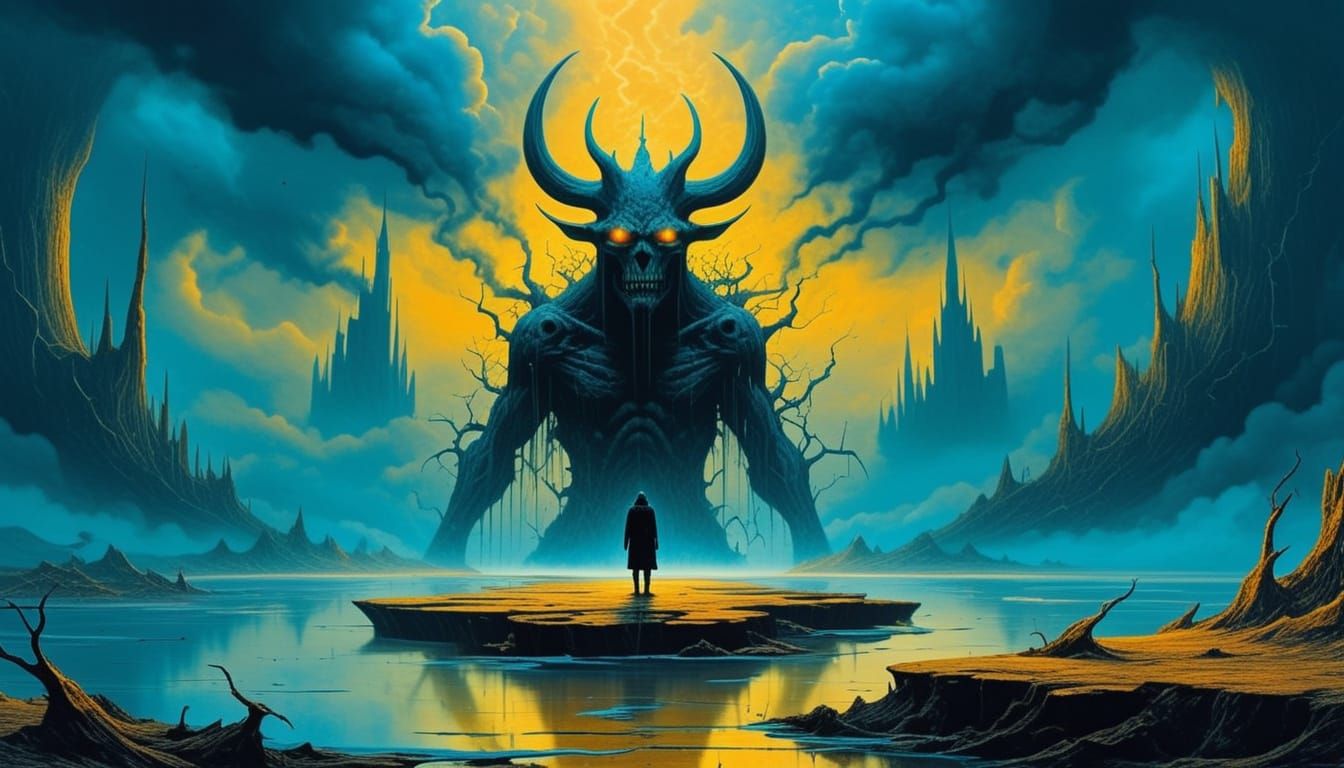 Surreal Landscape in Beksiński Style Digital Painting