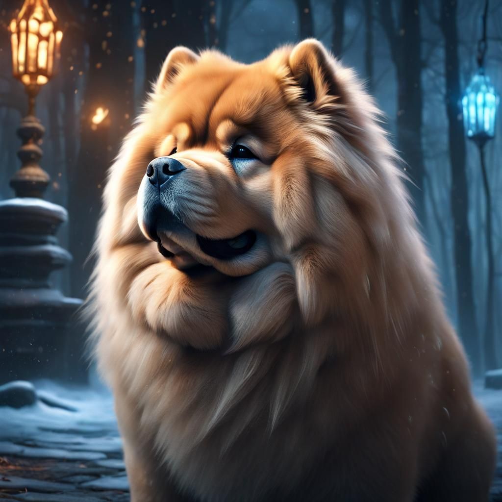 Chow Chow Dog Conjuring Patronum in Detailed Fantasy Art