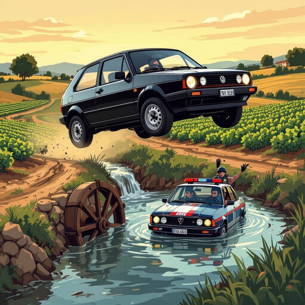 GTA Style Golf Jumps Stream Over Stuck Carabinieri