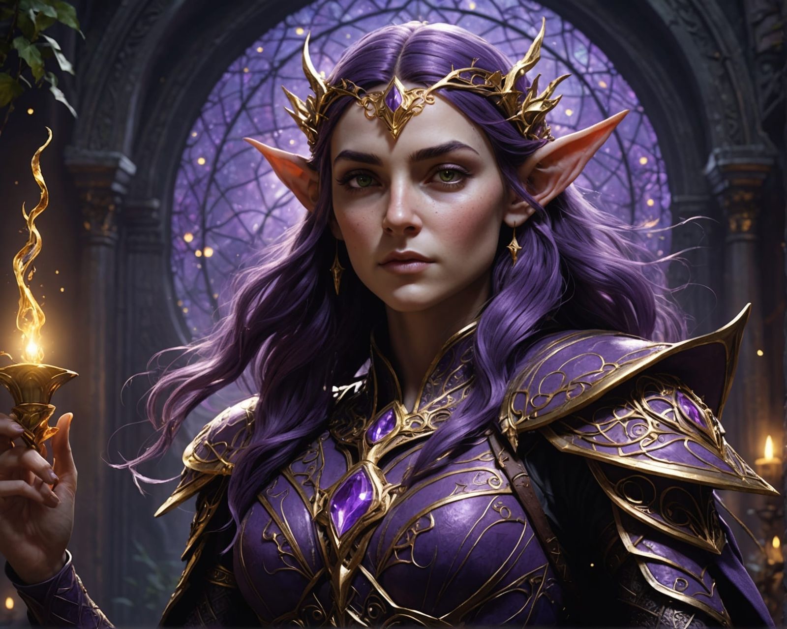 Elven Stargazer in Dark Fantasy Style