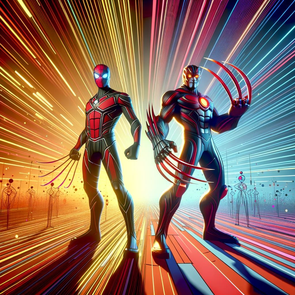 Epic Superhero Duo in Vivid Digital Art