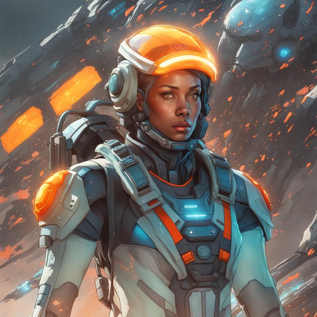 Sci-Fi Woman Portrait in Tactical Armor, Hyperdetailed