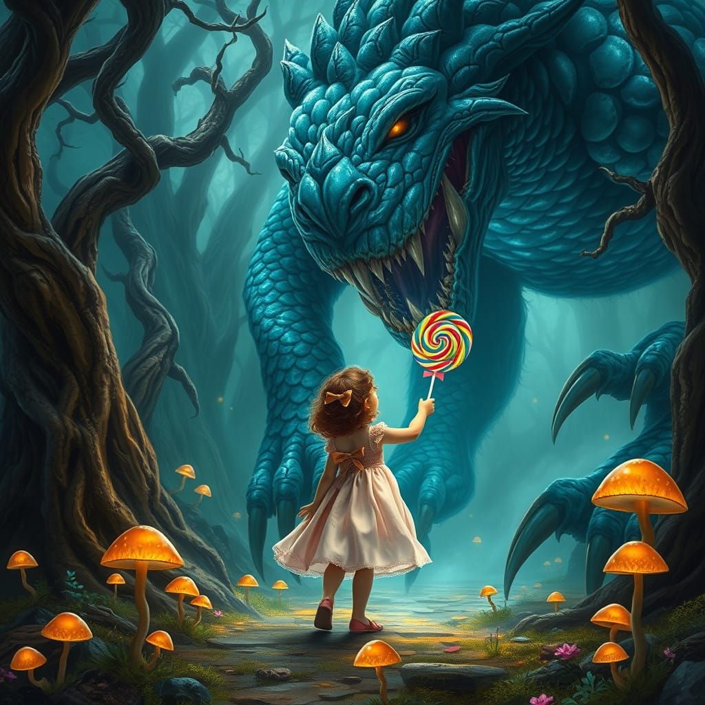 Fearless Child Offers Lollipop to Terrifying Beast in Enchan...