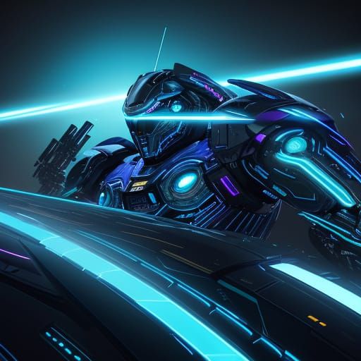 Sci-Fi Robot Concept Art with Glowing Circuits