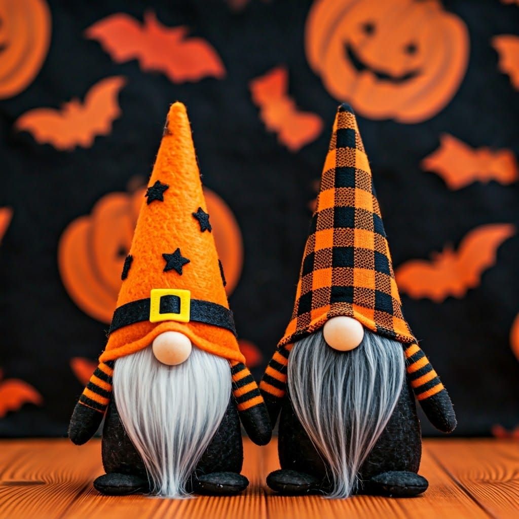 Halloween Gnomes with Themed Backdrop