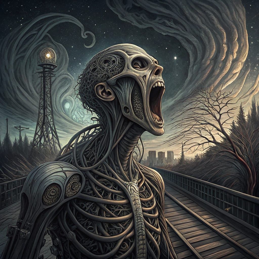 Biomechanical Scream: A Giger-Inspired Nightmare