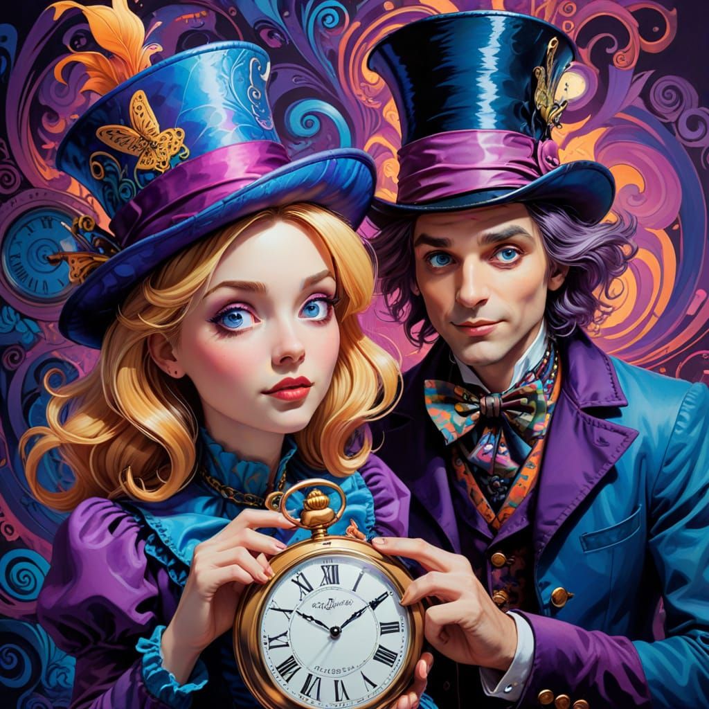 Mad Hatter's Whimsical Hypnosis in Wonderland, Adult Cartoon...