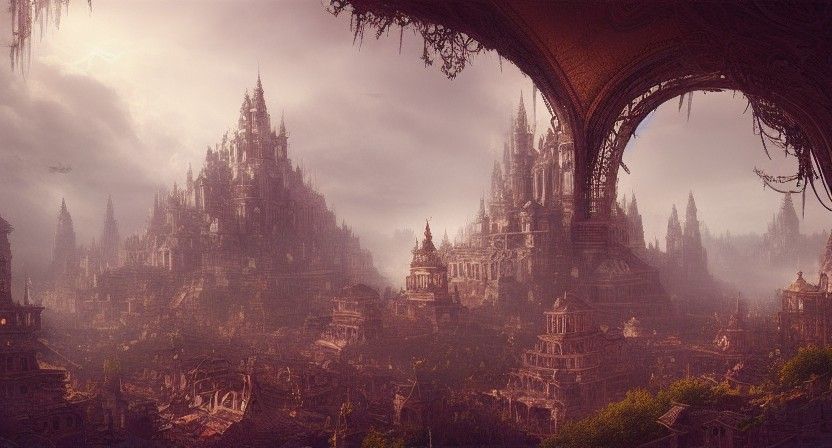Dramatic Maximalist Digital Matte Painting