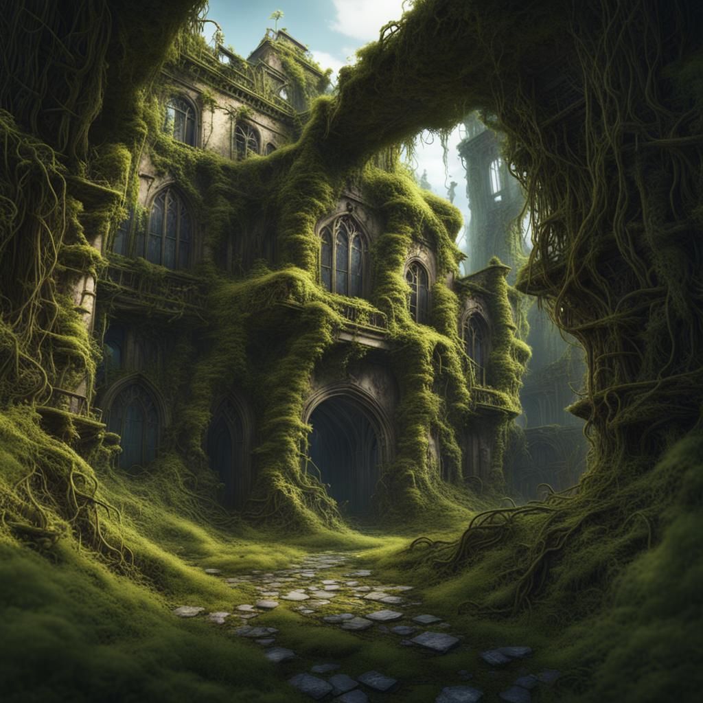 Overgrown Cityscape: Fantasy Concept Art