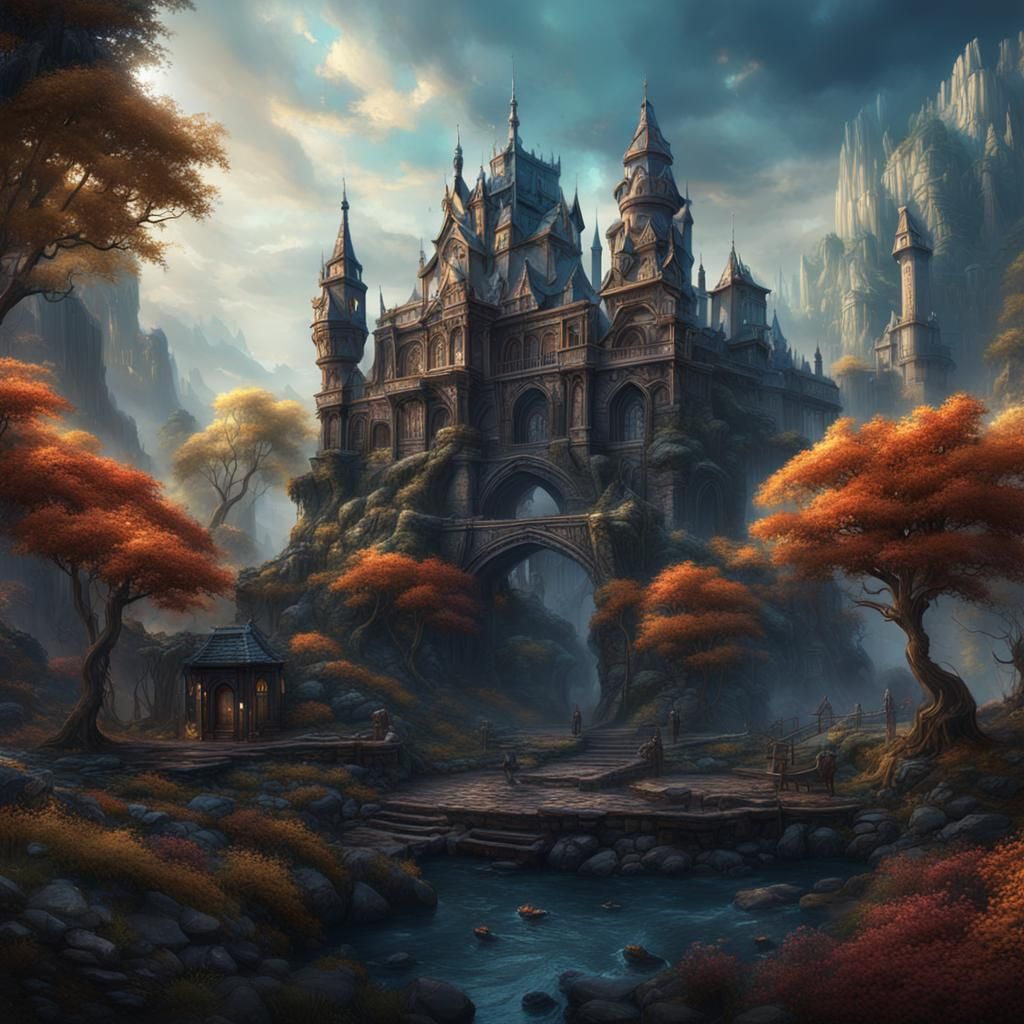 Fantastical Matte Painting in Deep Color, 8K Resolution