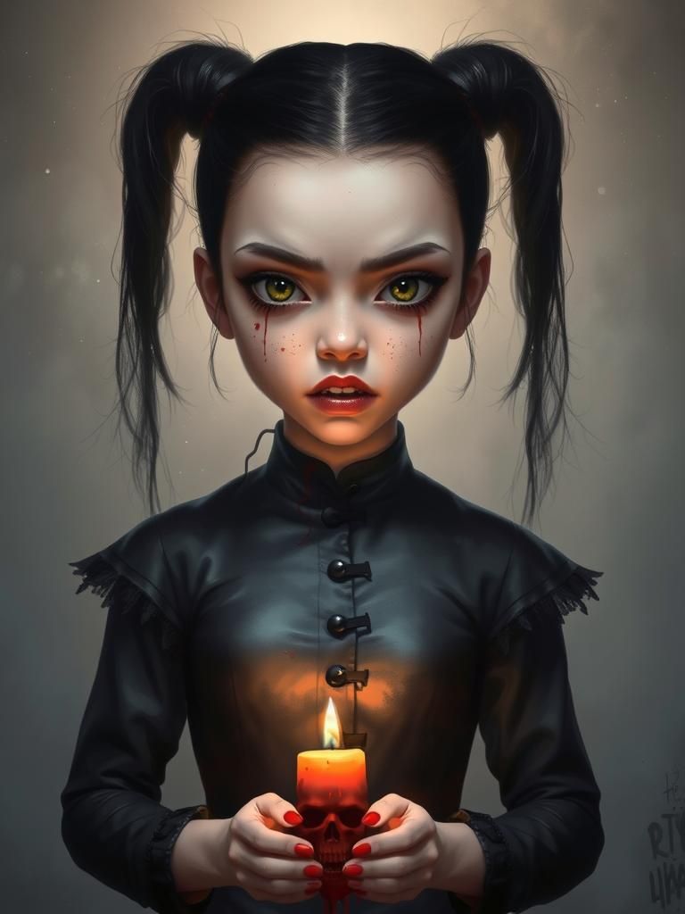 Horror Portrait in Minimalistic Cartoon Style