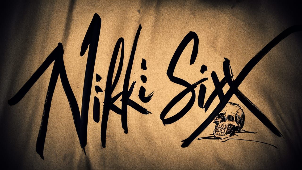Nikki Sixx's Iconic Cursive Signature with Skull Sketch