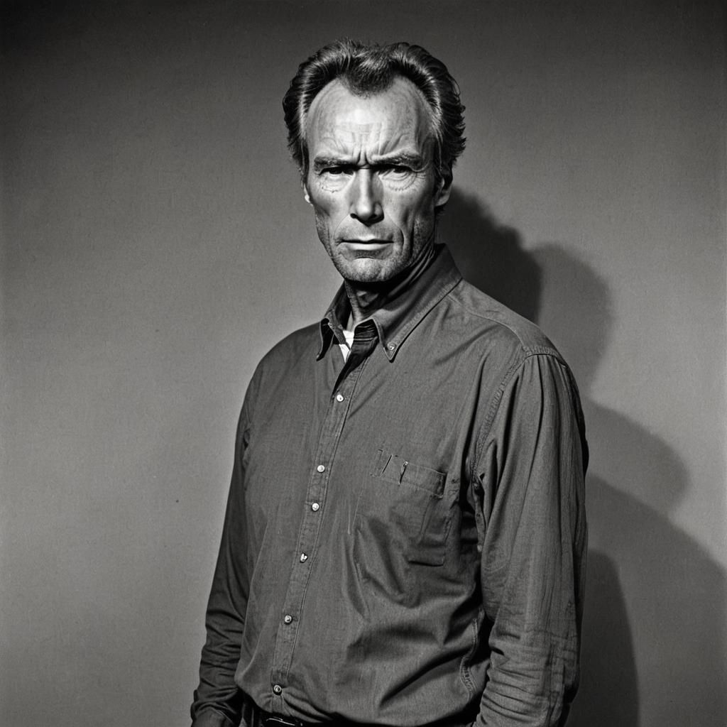 Clint Eastwood Portrait in Film Noir Style