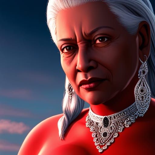 Motherly Woman with Silver Hair in Digital Painting