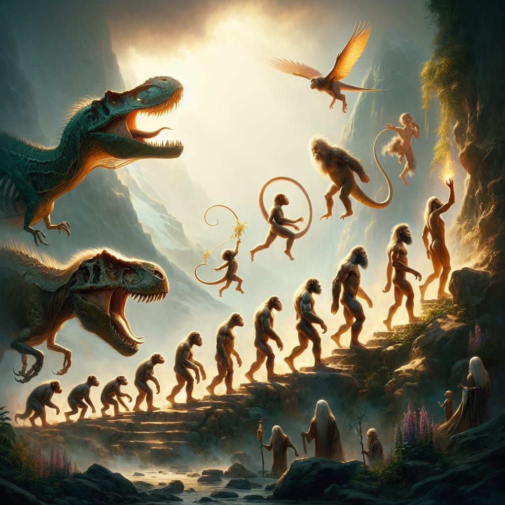 Human Evolution from Mouse-like Ancestors: Matte Painting