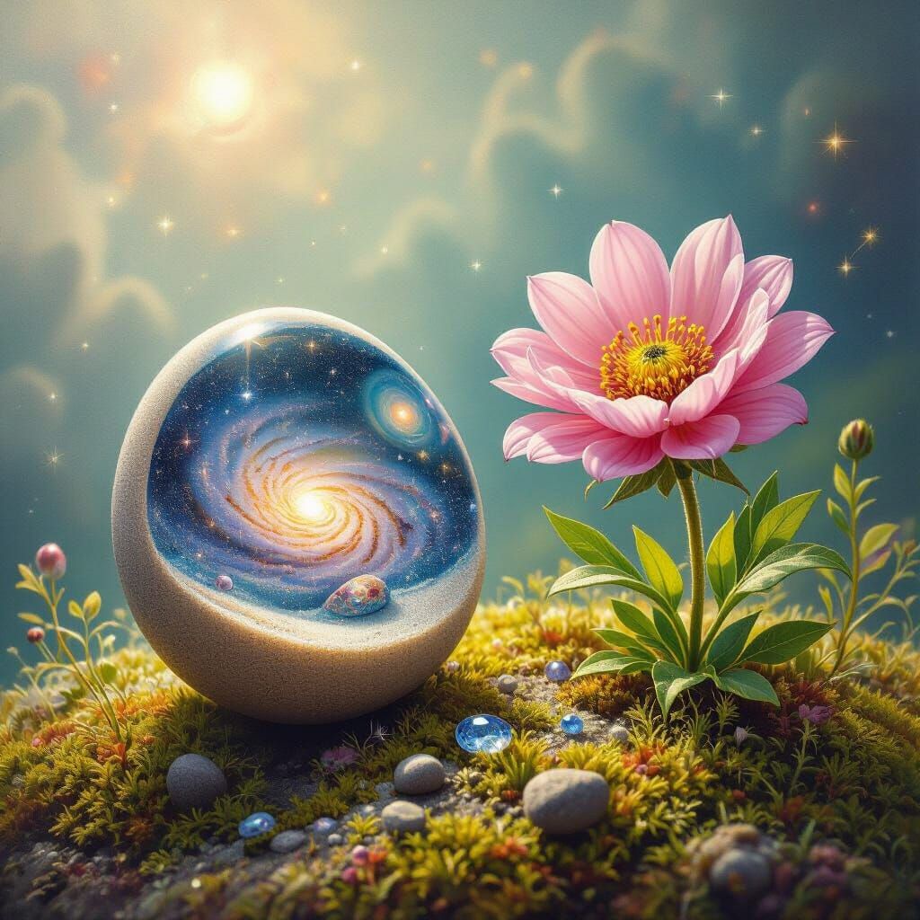 Ethereal Landscape Painting: Infinite Worlds in Sand and Flo...