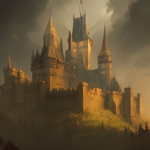 Detailed Medieval Castle Fantasy Art