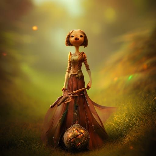 Rusted Cyberpunk Woman Portrait in Dark Fantasy Style