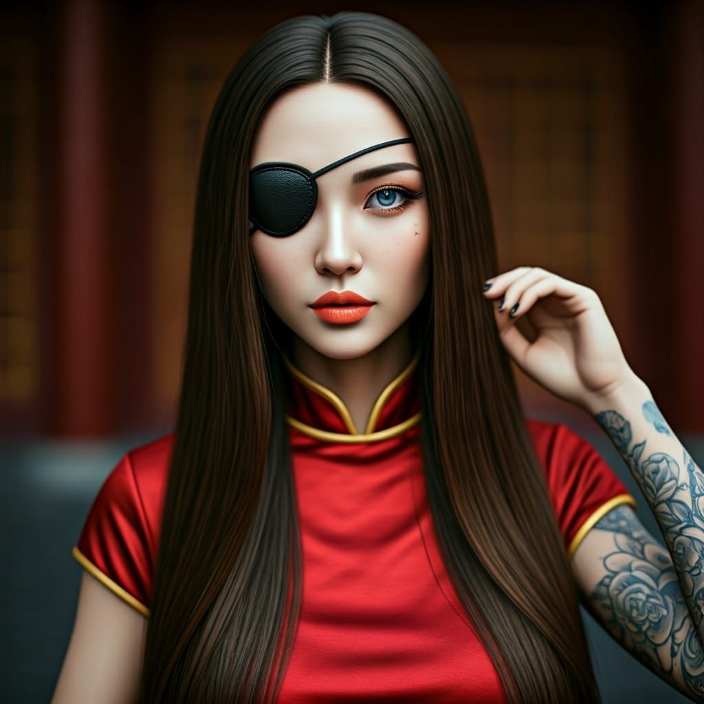 Portrait of Asian Woman in Chinese Dress