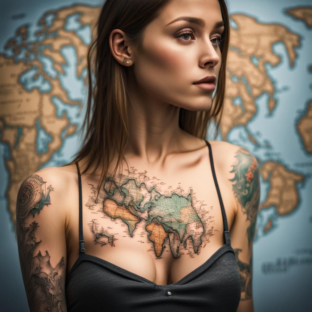 World Map Tattoo: Hyperrealistic Body Art