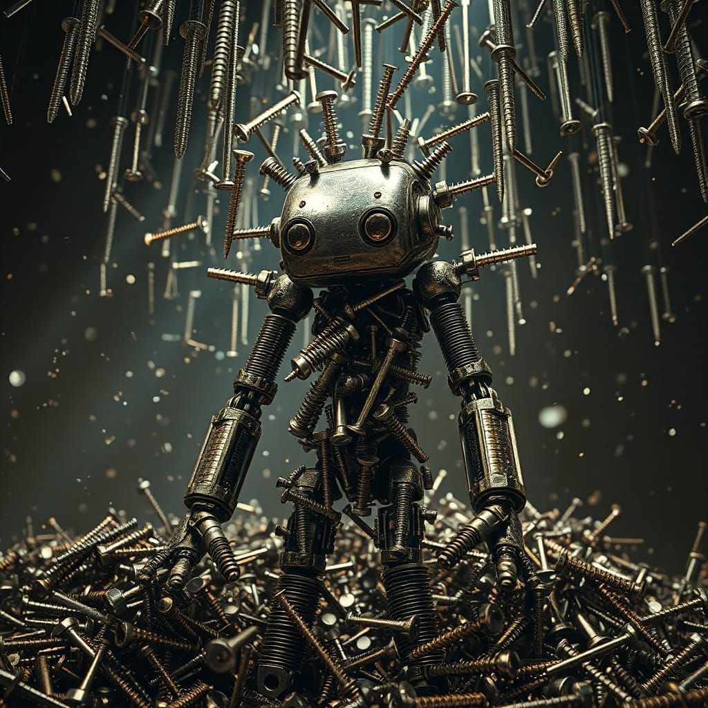 Android Washed in Metallic Decay