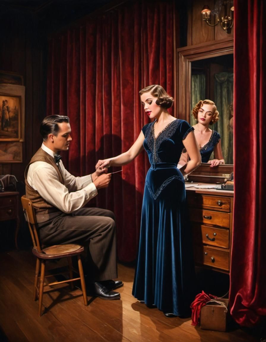 1930s Backstage Seamstress and Actor: Old Hollywood Glamour