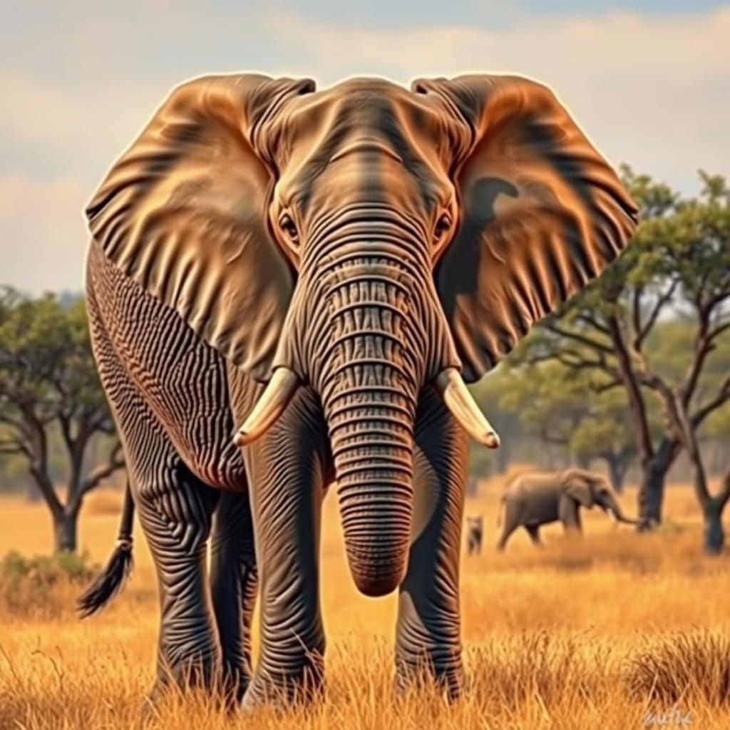 Elephant in Majestic Savannah Landscape