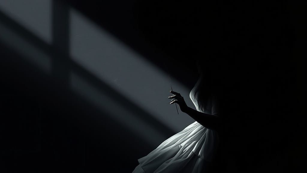 A Lonely Figure Emerges from Dark Shadows in Hyperrealism