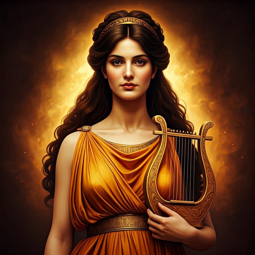 Apollonis: Greek Woman with Lyre, Digital Painting
