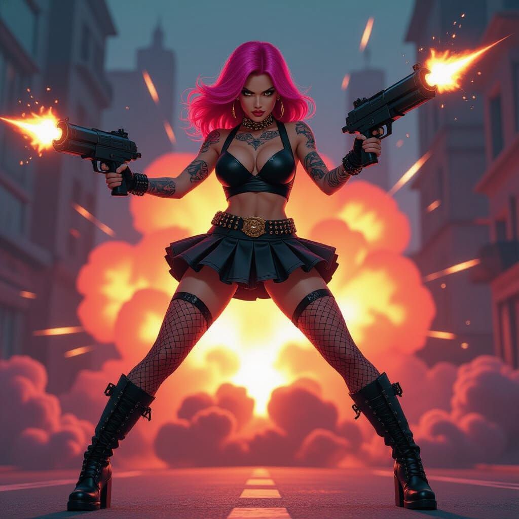 Cyberpunk Warrior Exudes Confidence in Neon-Lit Blackness