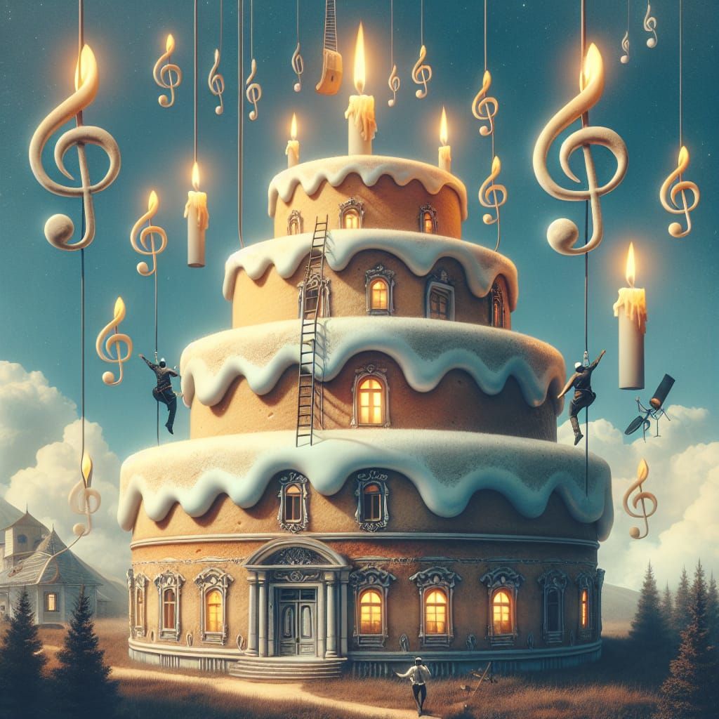 Surreal Cake House with Musical Ziplines