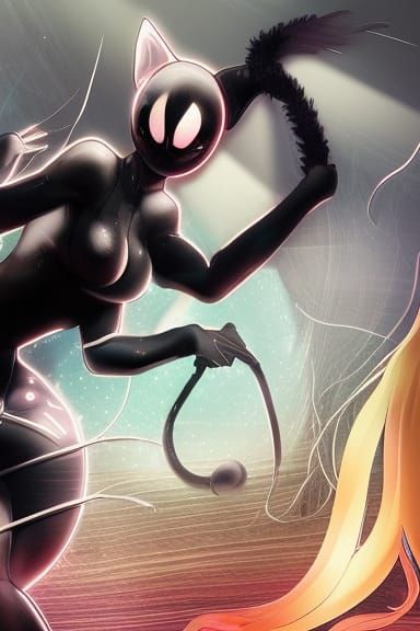 Anime Symbiote Femboy in Glowing Latex Suit
