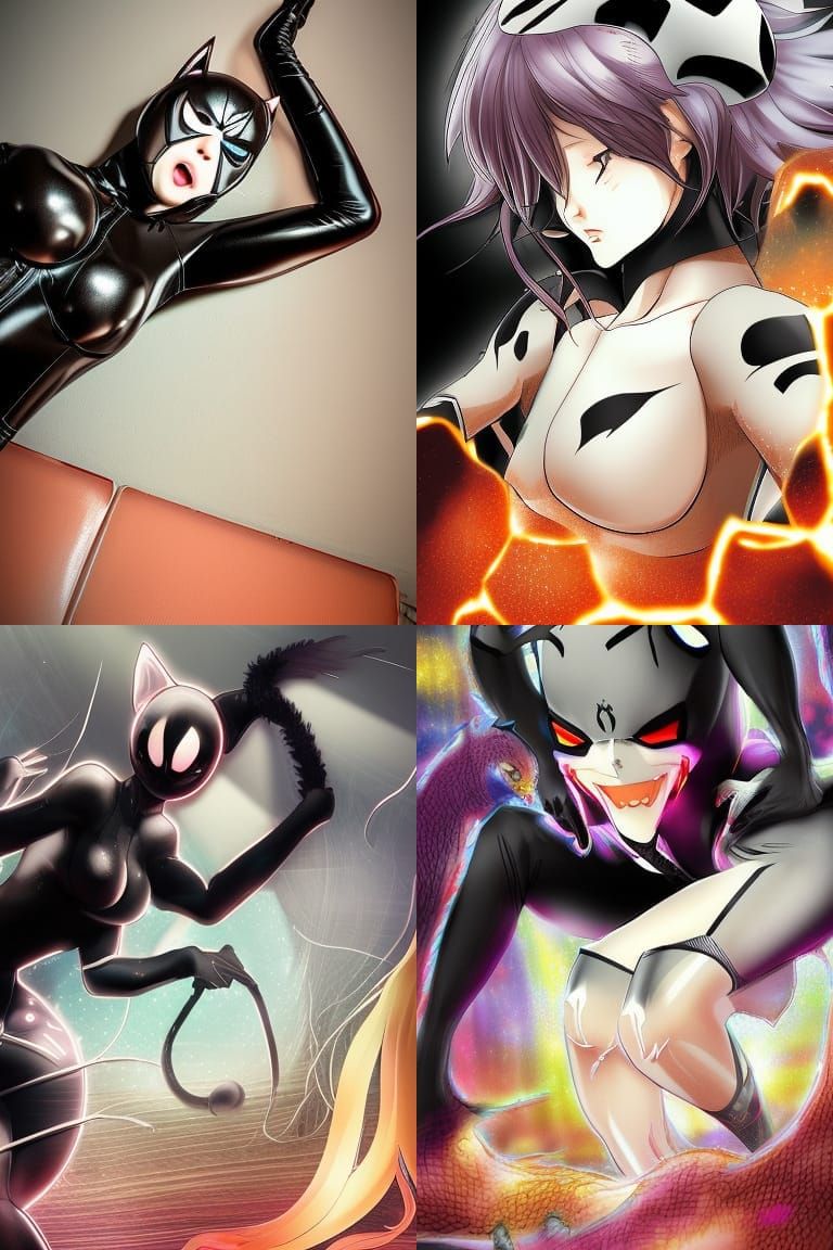 Anime Symbiote in Latex with Glowing Energy